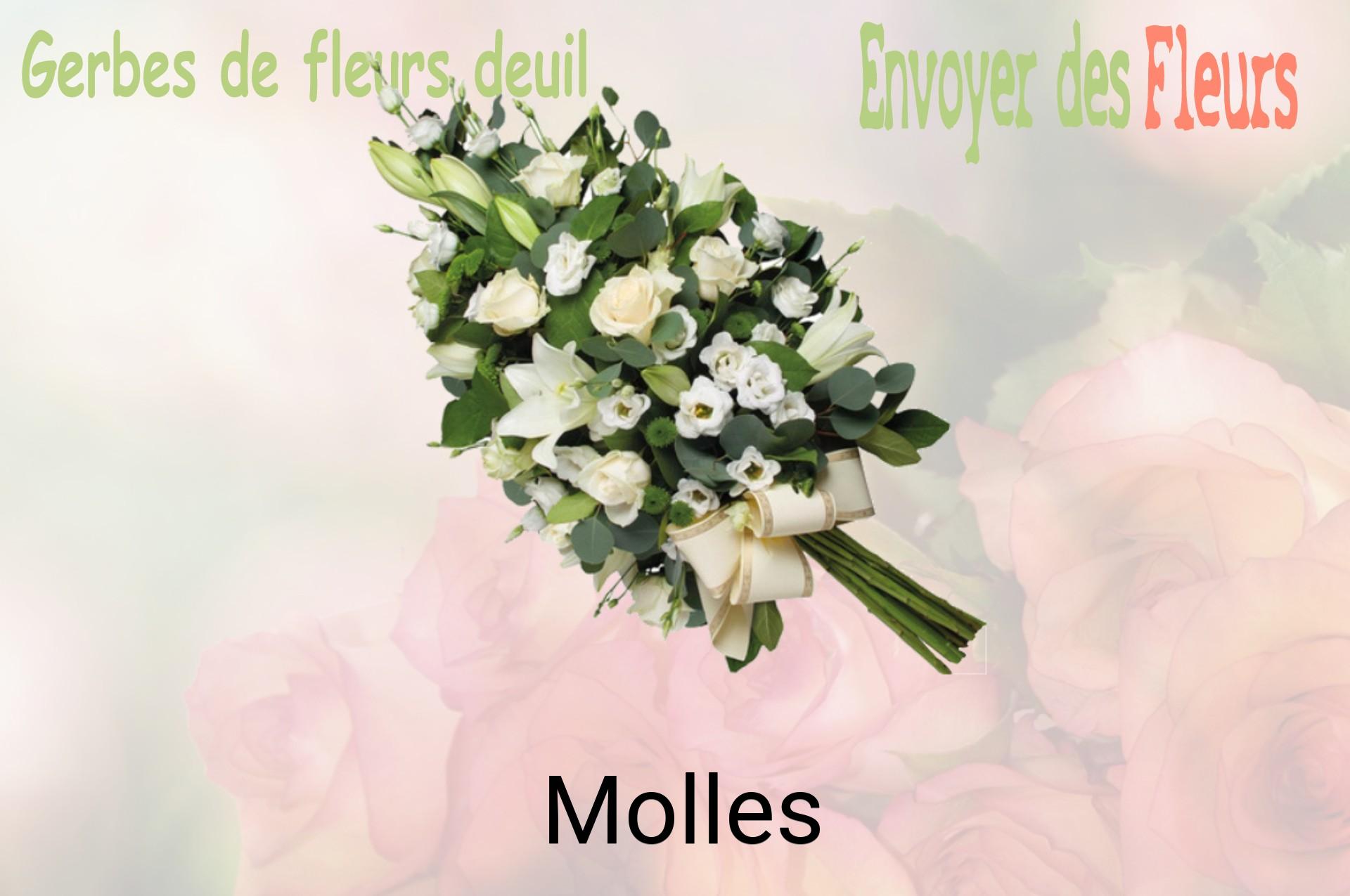 Gerbe de fleurs de deuil livrée à Molles